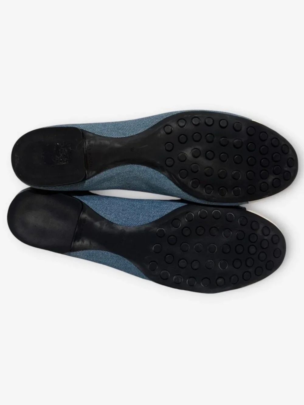 Tory Burch Claire Denim and Leather Cap-Toe Ballet Flats Size 10